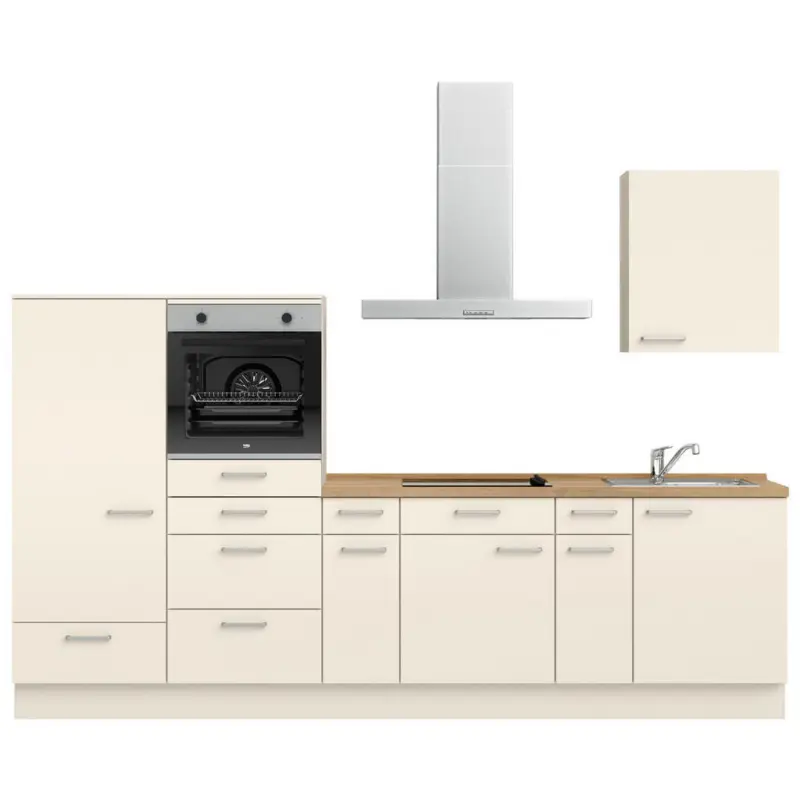 K&uuml;chenleerblock 300 cm in Eichefarben, Magnolie