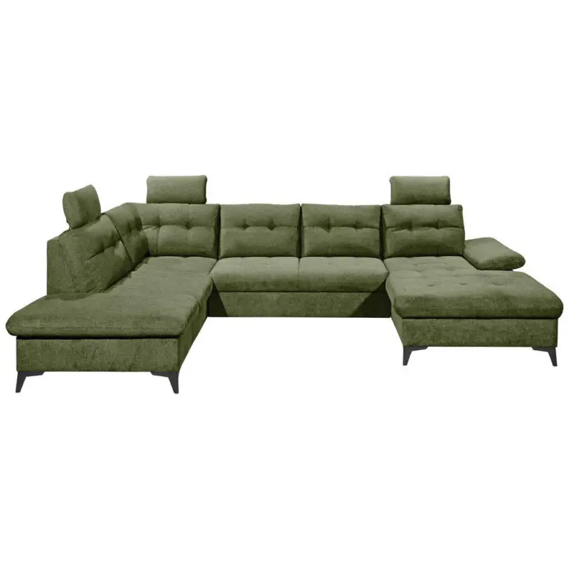 Wohnlandschaft in Webstoff Olivgr&uuml;n