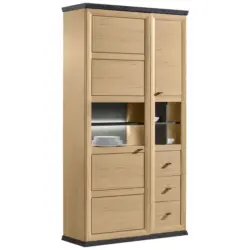 Vitrine in Dunkelgrau, Eiche Artisan