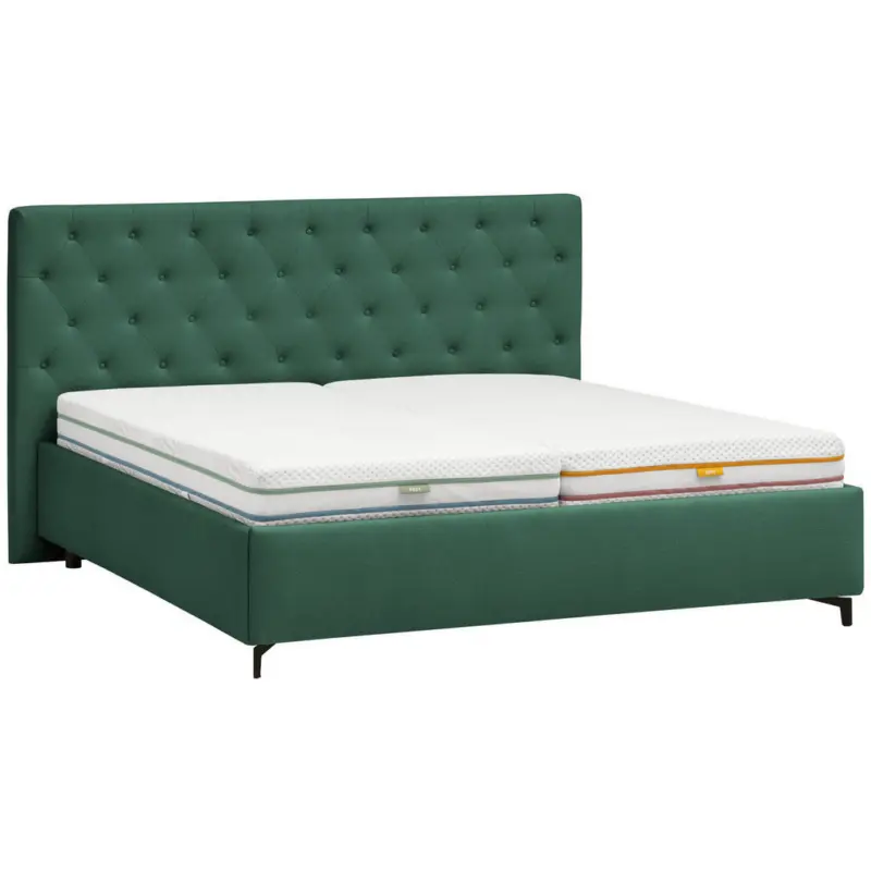 Polsterbett gepolstertes Kopfteil, Lattenroste Gr&uuml;n 160/200 cm