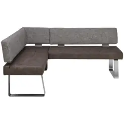 Eckbank 133/180 cm in Grau, Edelstahlfarben