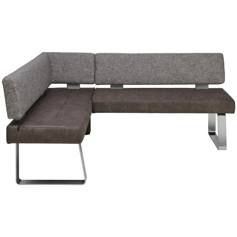 Eckbank 133/180 cm in Grau, Edelstahlfarben