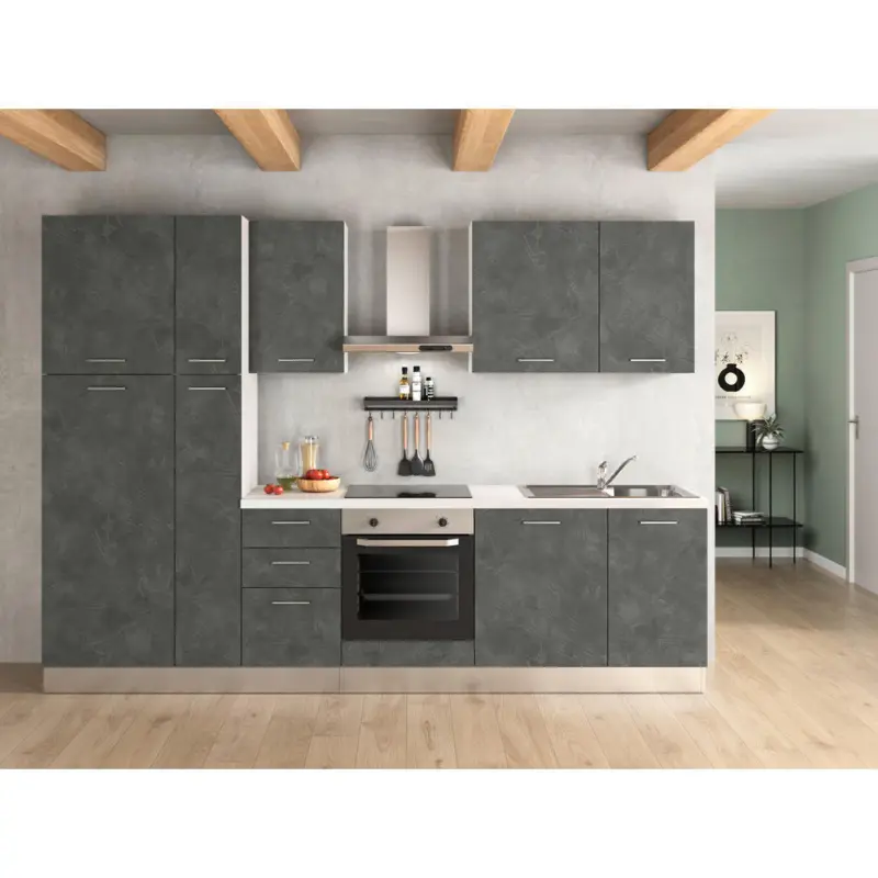 K&uuml;chenblock 300 cm in Dunkelgrau