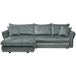 Ecksofa in Chenille Salbeigr&uuml;n