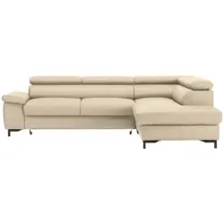 Ecksofa in Echtleder Ecru 268/213 cm