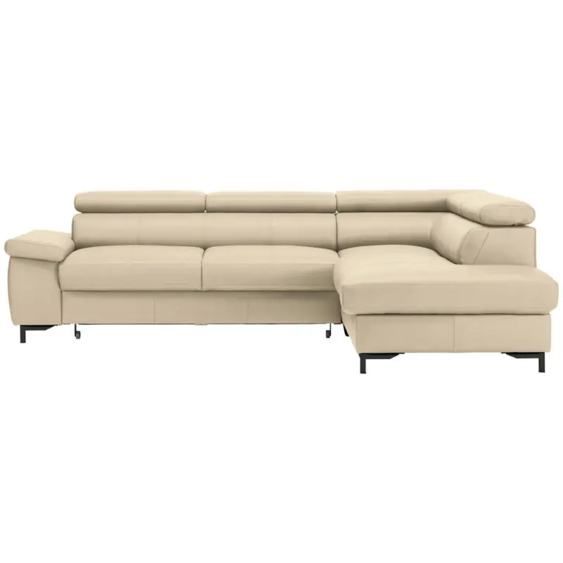 Ecksofa in Echtleder Ecru 268/213 cm
