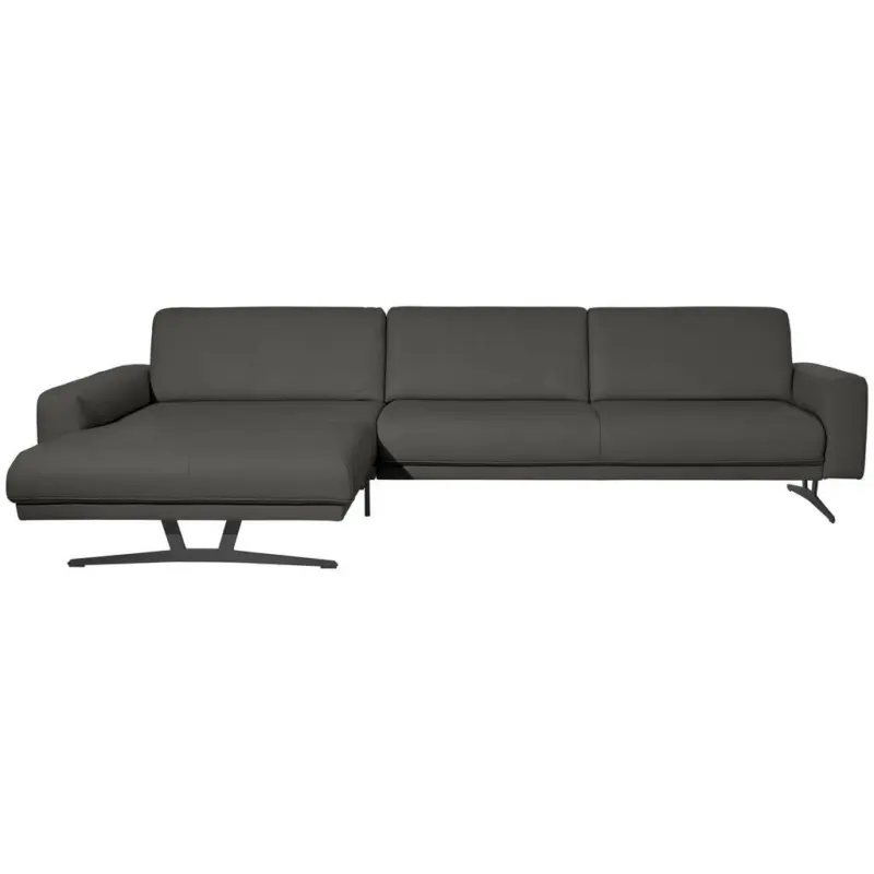 Ecksofa Nova in Echtleder Grau 179/324 cm