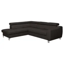 Ecksofa in Lederlook Echtleder Dunkelbraun 208/245 cm