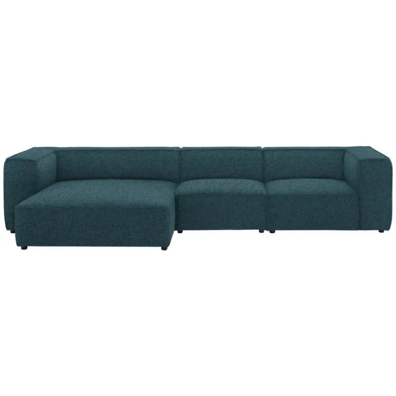 Ecksofa in Flachgewebe Blau 164/341 cm