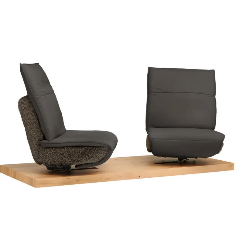 2-Sitzer-Sofa in Hochflor Echtleder Dunkelbraun, Graubraun