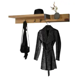 Hutablage in Wildeiche furniert, mehrschichtige Massivholzplatte (Tischlerplatte) Graphitfarben, Wildeiche