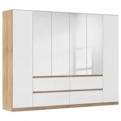 Dreht&uuml;renschrank in Wei&szlig;, Eichefarben