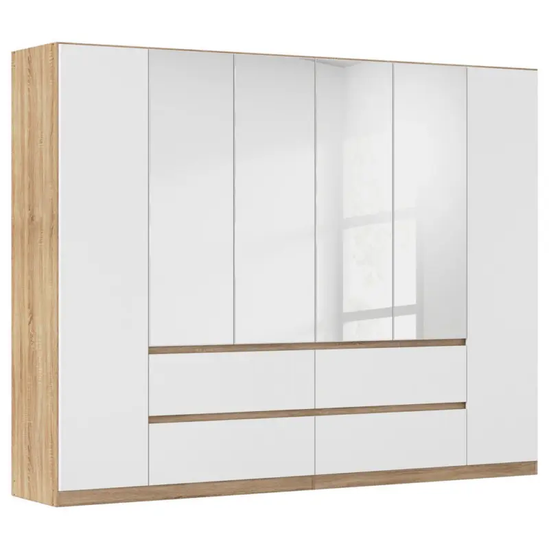 Dreht&uuml;renschrank in Wei&szlig;, Eichefarben