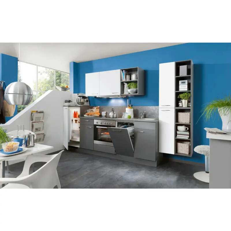 K&uuml;chenblock 320 cm in Anthrazit, Wei&szlig;