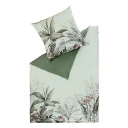 Wendebettw&auml;sche SW-Tropical gr&uuml;n Satin 140/200 cm