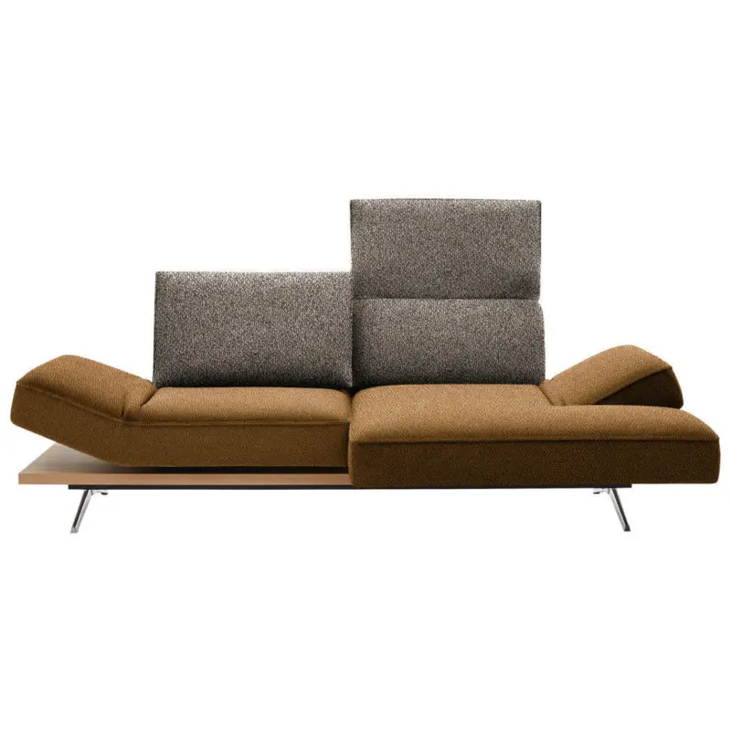 Ecksofa in Flachgewebe Braun, Goldfarben 240/132 cm