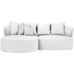 Ecksofa in Boucl&eacute; Creme 166/235 cm