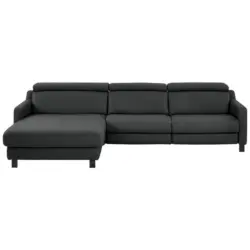 Ecksofa in Echtleder Anthrazit 176/291 cm