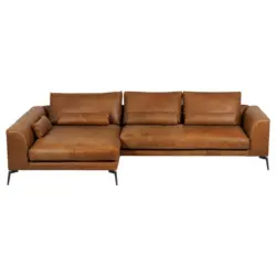 Ecksofa in Echtleder Cognac 172/313 cm