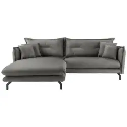 Ecksofa in Lederlook Grau 180/255 cm