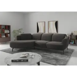 Ecksofa ZOE E in Flachgewebe Graphitfarben 199/309 cm