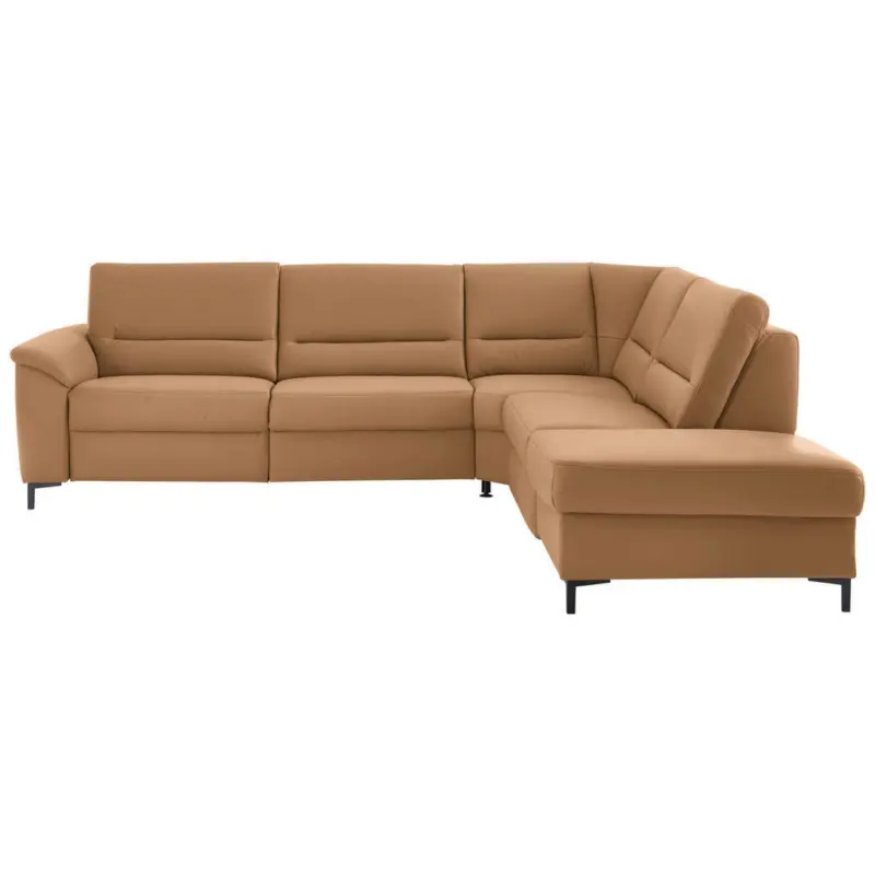 Ecksofa in Echtleder Hellbraun 290/249 cm