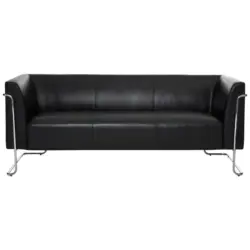 3-Sitzer-Sofa in Lederlook Schwarz