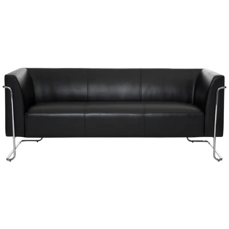 3-Sitzer-Sofa in Lederlook Schwarz