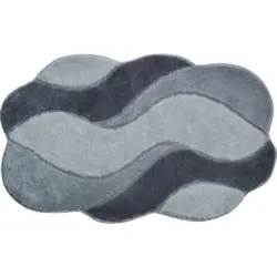 Badteppich Grau, Schwarz 60/100 cm