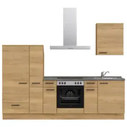 K&uuml;chenleerblock 270 cm in Eichefarben, Schieferfarben