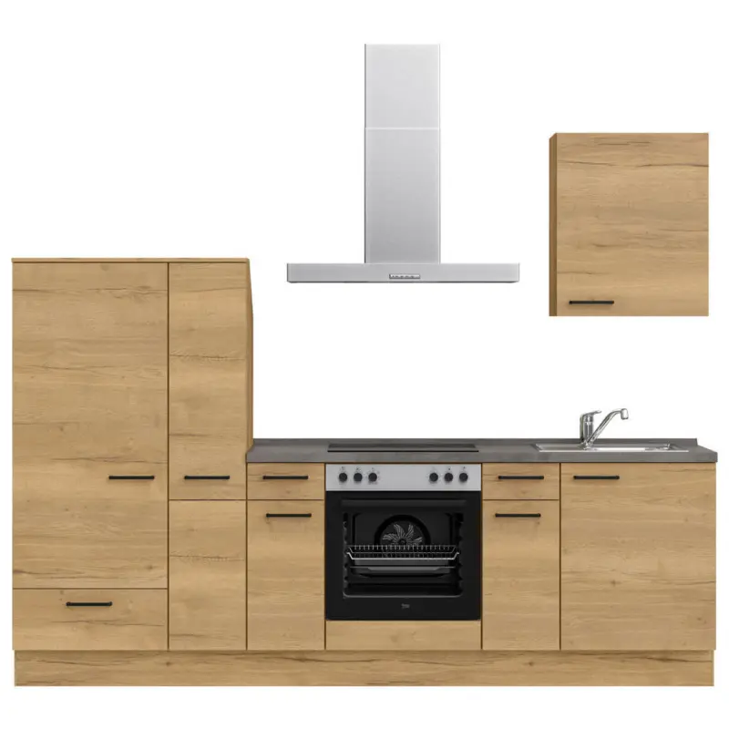 K&uuml;chenleerblock 270 cm in Eichefarben, Schieferfarben