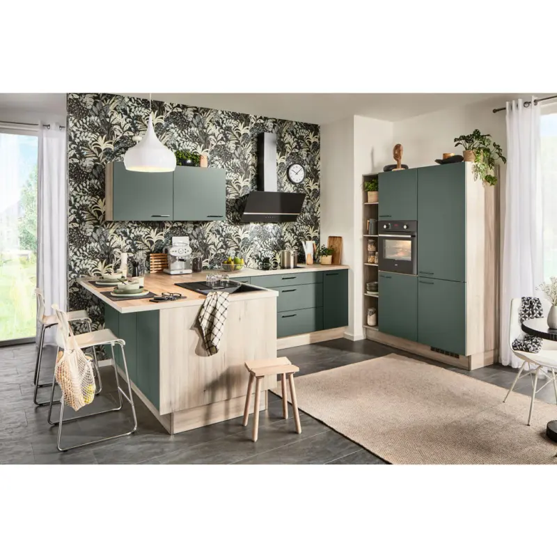 Eckk&uuml;che in Dunkelgr&uuml;n