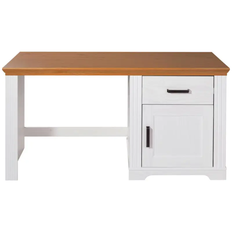 Schreibtisch in Wei&szlig;, Eichefarben