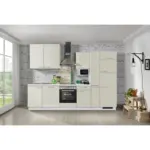 XXXLutz Lauterach - Ihr M&ouml;belhaus bei Bregenz K&uuml;chenblock 310 cm in Wei&szlig;, Edelstahlfarben, Hellgrau