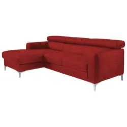 Ecksofa in Echtleder Rot 168/227 cm