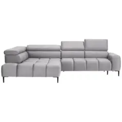 Ecksofa in Webstoff Hellgrau 216/300 cm