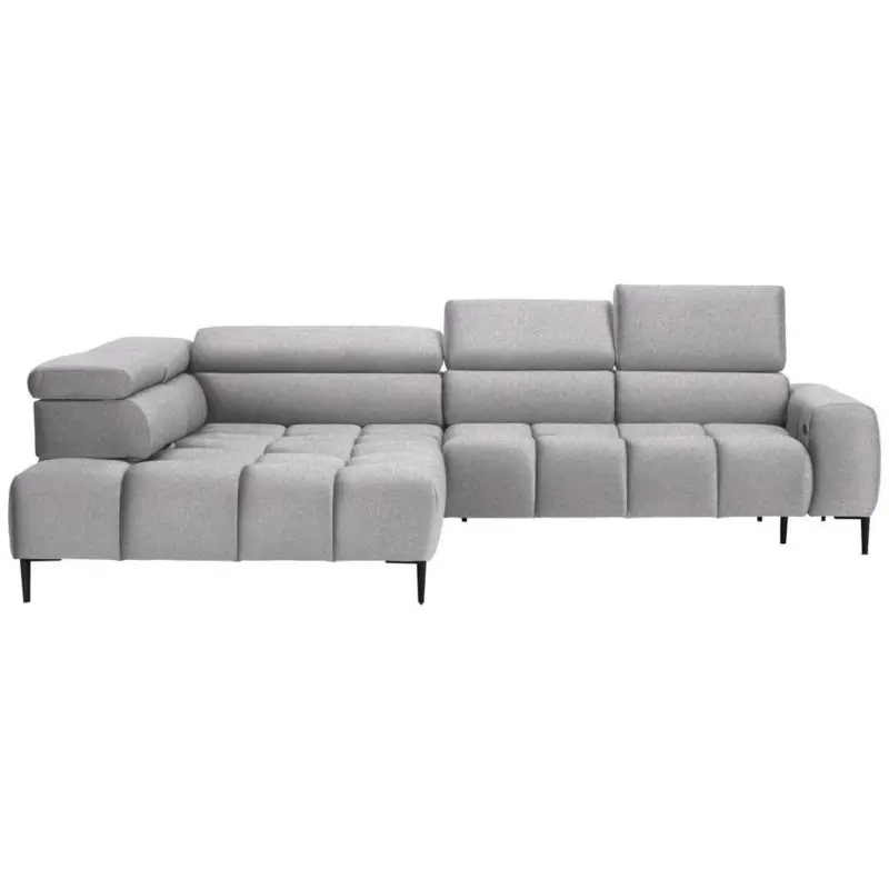 Ecksofa in Webstoff Hellgrau 216/300 cm