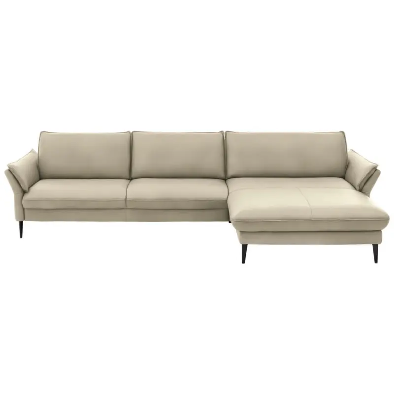 Ecksofa in Echtleder Creme 334/172 cm