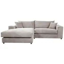 Ecksofa Funny S in Cord, Velours Grau 180/265 cm