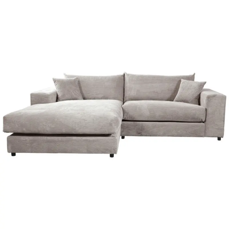 Ecksofa Funny S in Cord, Velours Grau 180/265 cm
