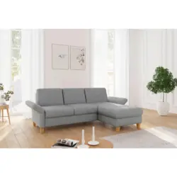Ecksofa Rochelle E in Flachgewebe Grau 251/164 cm