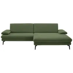Ecksofa in Chenille, Flachgewebe Gr&uuml;n 284/180 cm