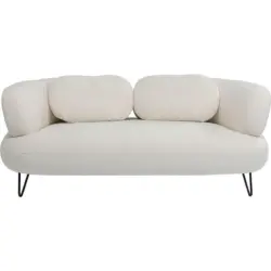 2-Sitzer-Sofa in Boucl&eacute; Wei&szlig; Modern