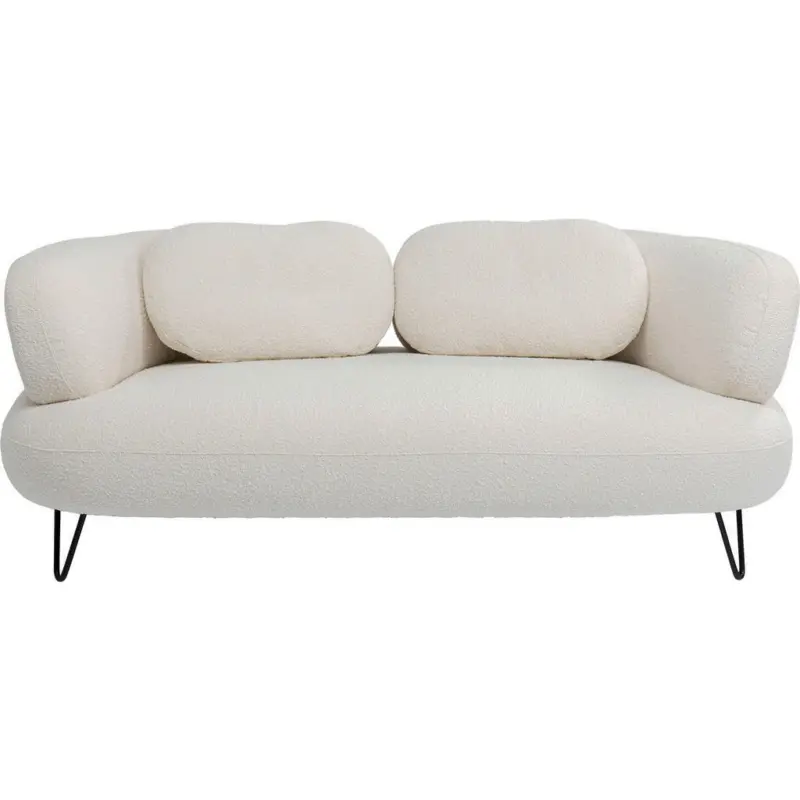 2-Sitzer-Sofa in Boucl&eacute; Wei&szlig; Modern