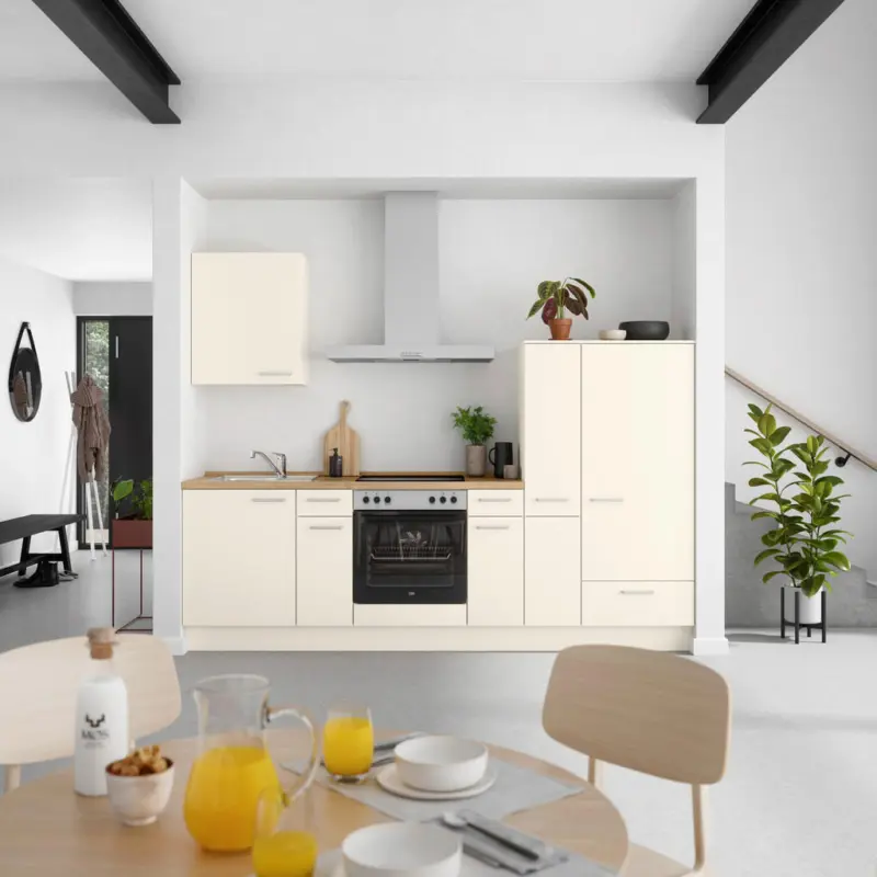 K&uuml;chenleerblock 270 cm in Eichefarben, Magnolie