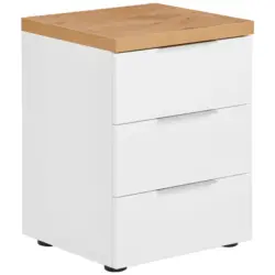 Nachtk&auml;stchen in Wei&szlig;, Eichefarben