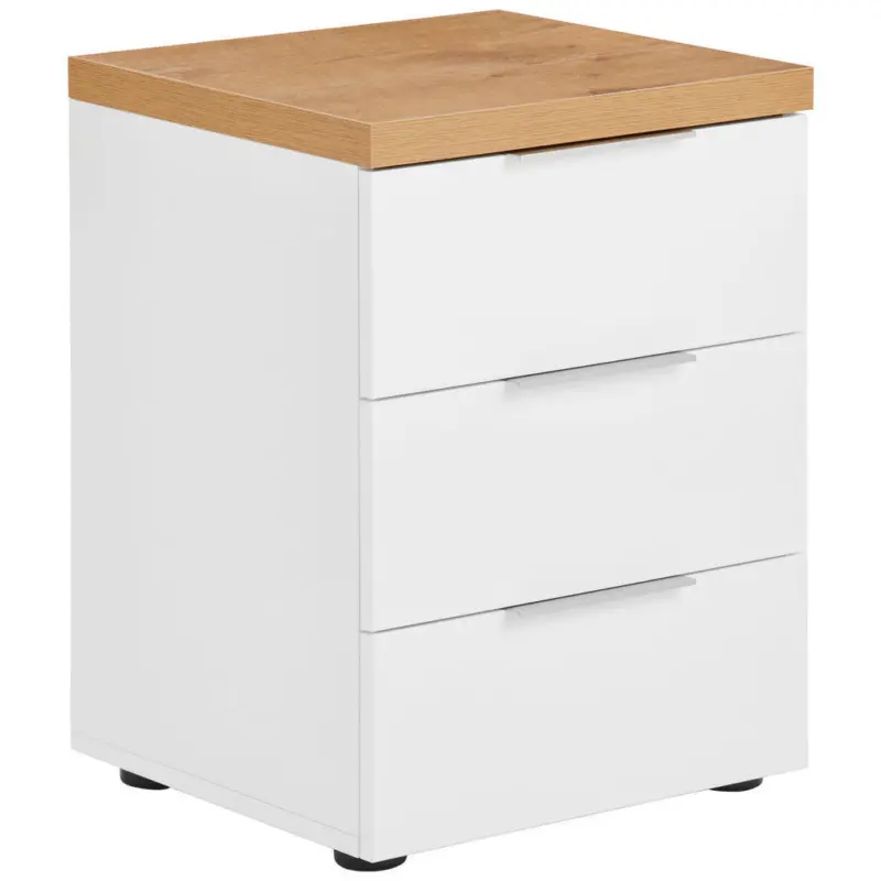 Nachtk&auml;stchen in Wei&szlig;, Eichefarben