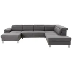 Wohnlandschaft in Webstoff Grau