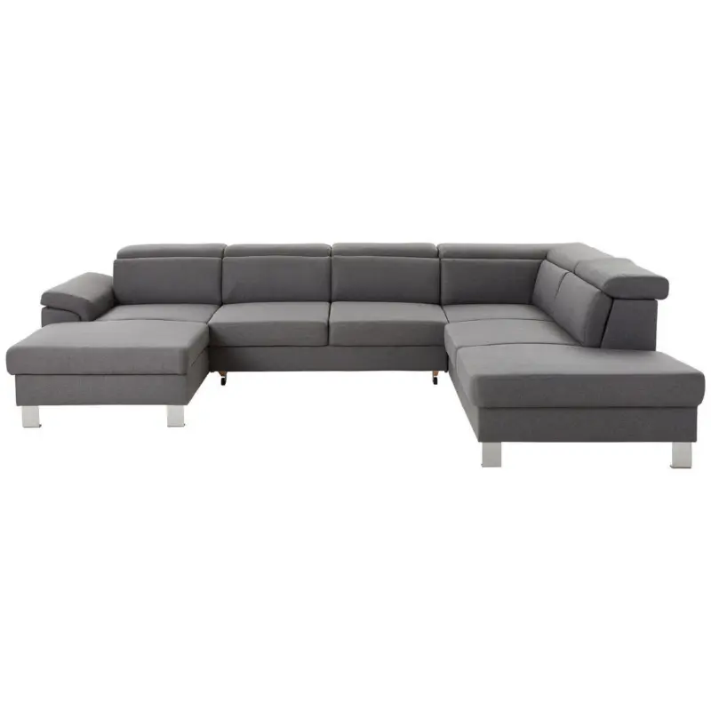 Wohnlandschaft in Webstoff Grau