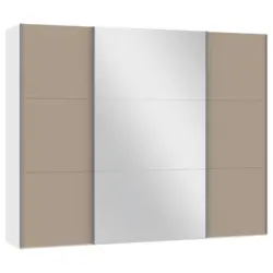 Schwebet&uuml;renschrank in Wei&szlig;, Hellbraun